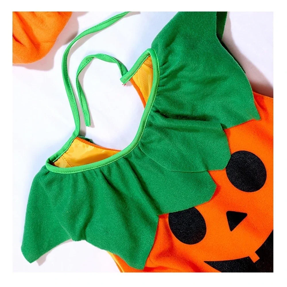 Pumpkin Costume Kids Orange 3pc Set Toddler Size L NWT Halloween